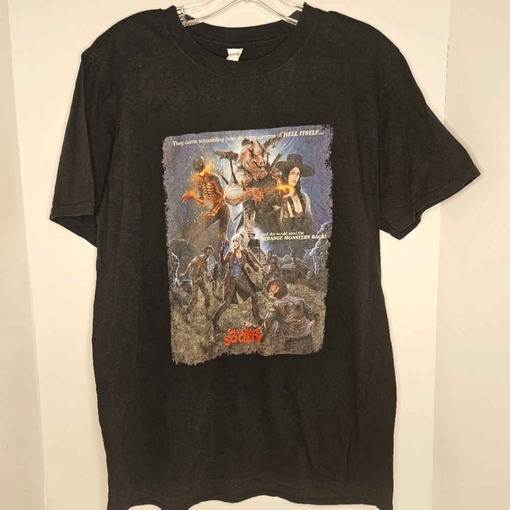 Retro Mens Sz M Horror Fantasy Zombie Hellish Dark Goth Graphic Black TShirt